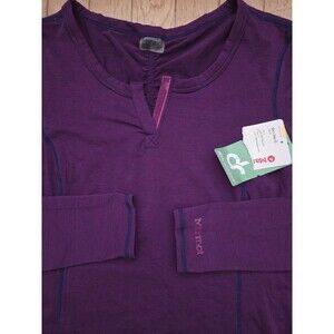 Marmot Top Womens S Long Sleeve Henley Style Pullover Purple Stripe Stretch Knit
